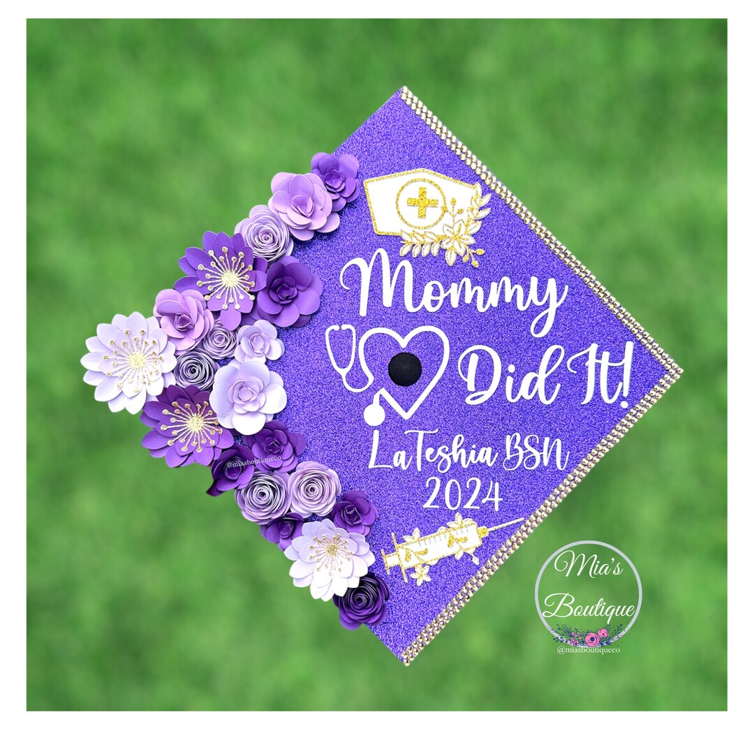 Custom Personalized Graduation Cap Topper Nurse Hat Syringe RN BSN